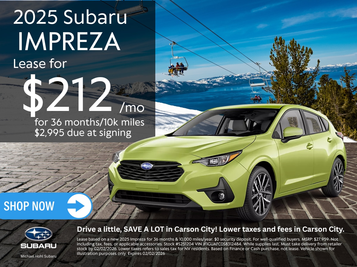  Lease a 2025 Subaru Impreza for as low as $212 per month for 36 months. 