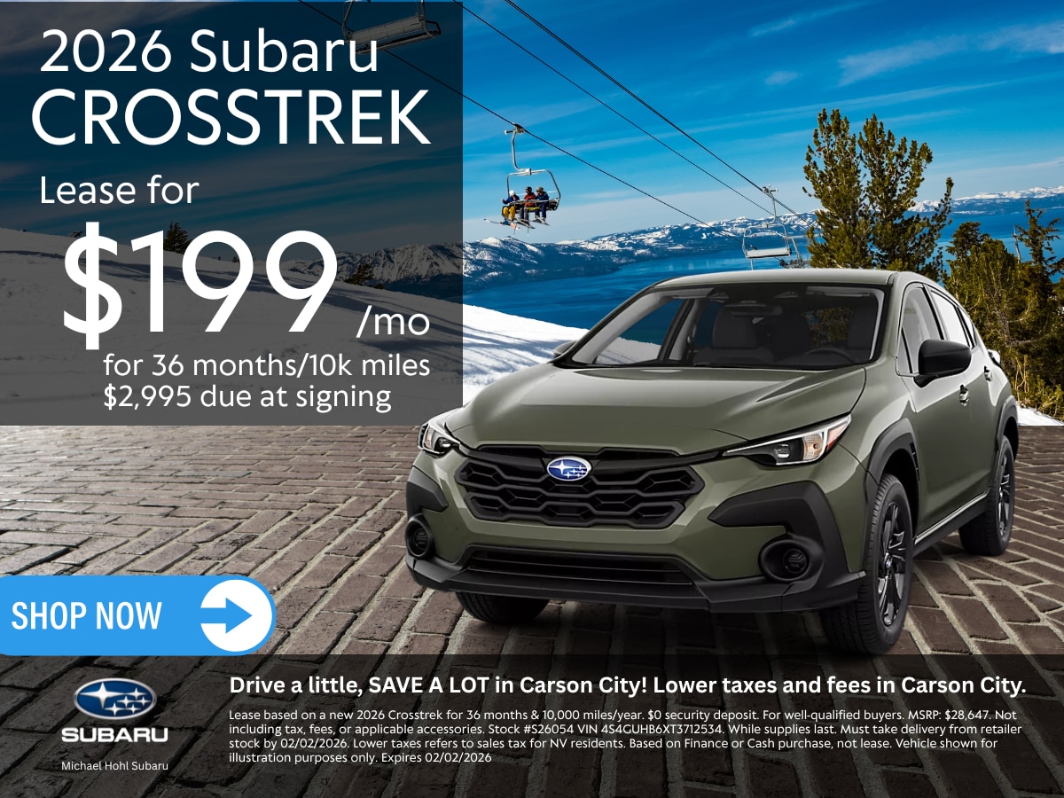  Lease a 2026 Subaru Crosstrek for as low as $199 a month for 36 months.