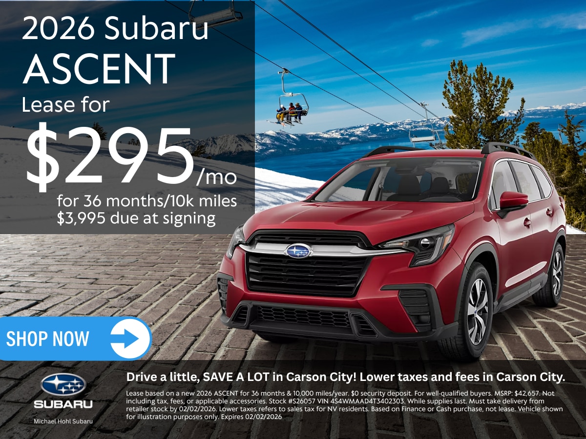  Lease a 2026 Subaru Ascent for as low as $295 per month for 36 months.