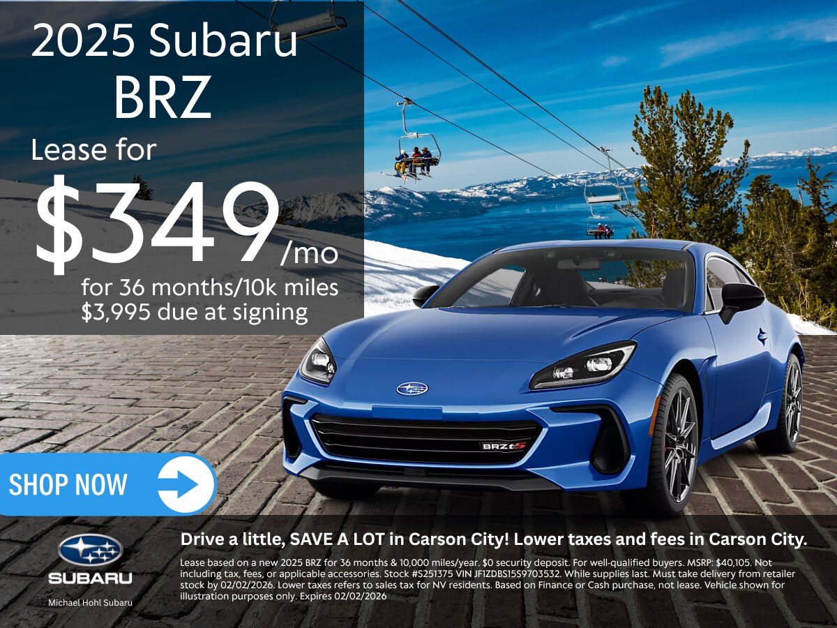 Lease a 2025 Subaru BRZ Sportscar for as low as $349 per month for 36 months.