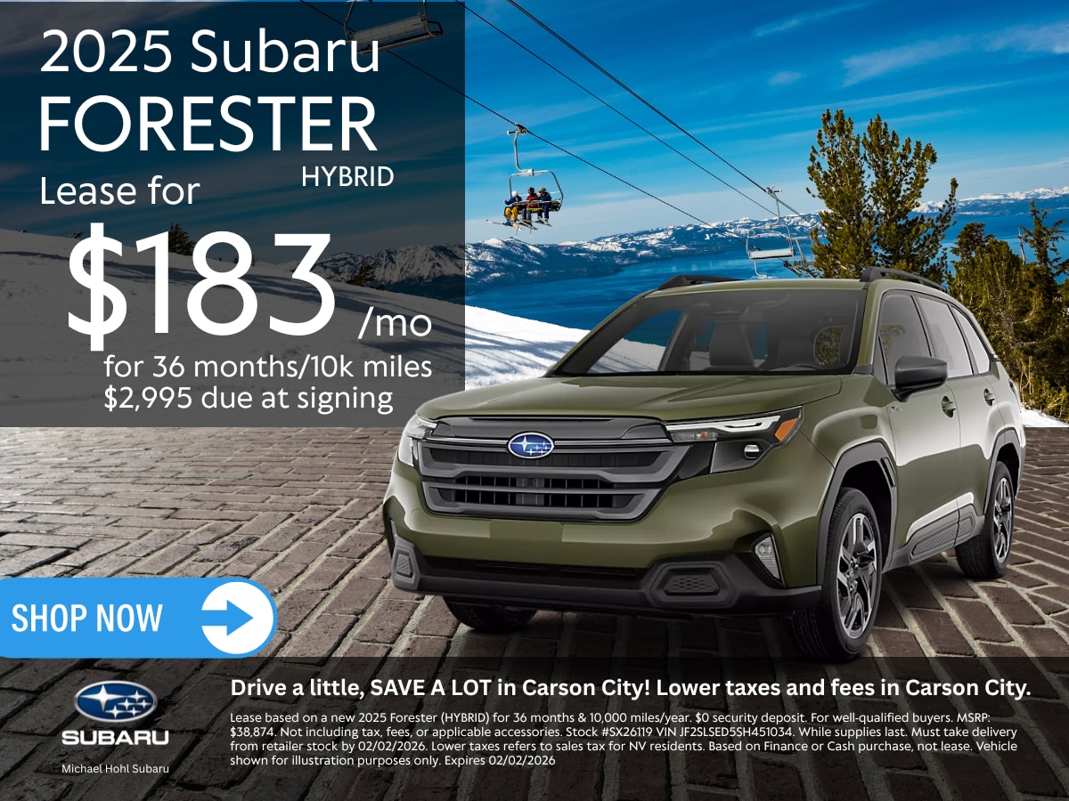  Lease a 2025 Subaru Forester Hybrid for as low as $183 a month for 36 months.