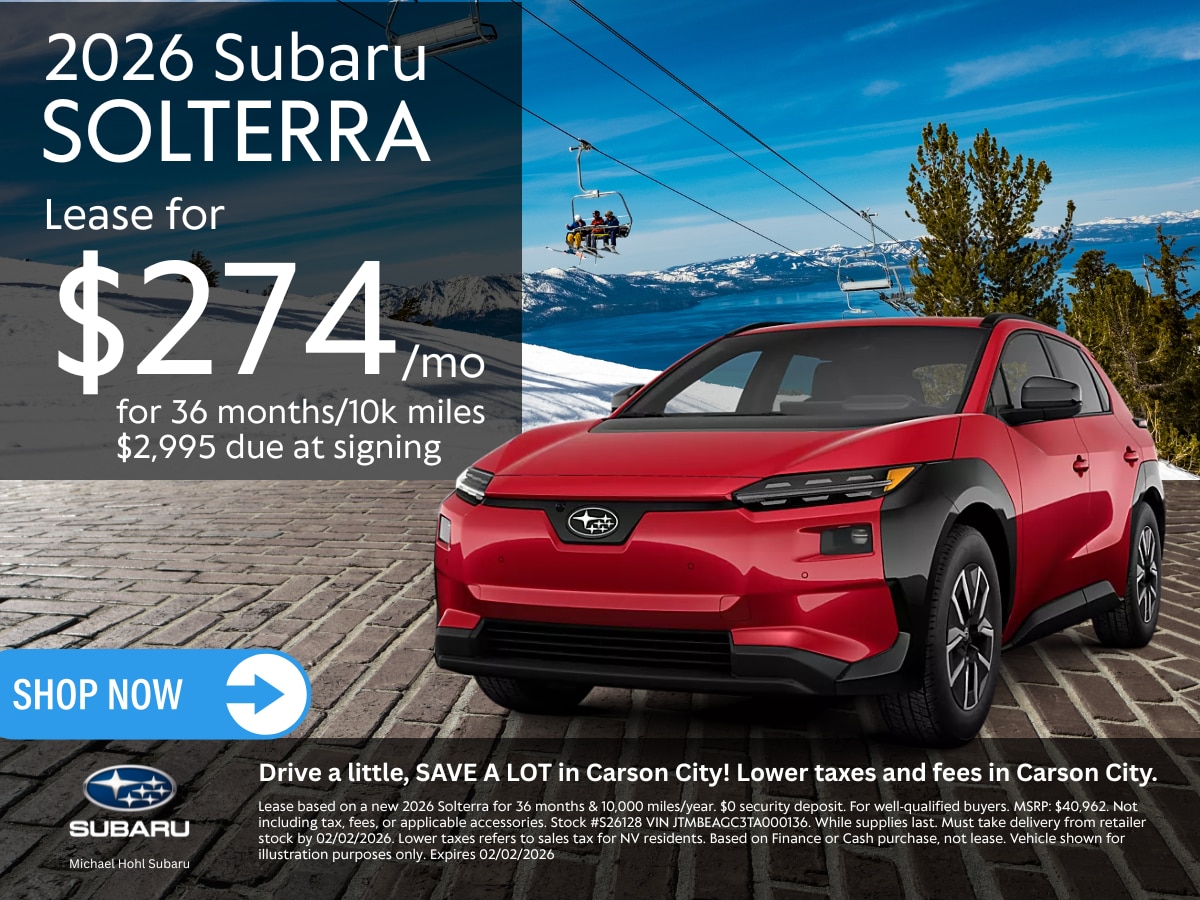  Lease a 2026 Subaru Solterra for as low as $274 per month for 36 months.