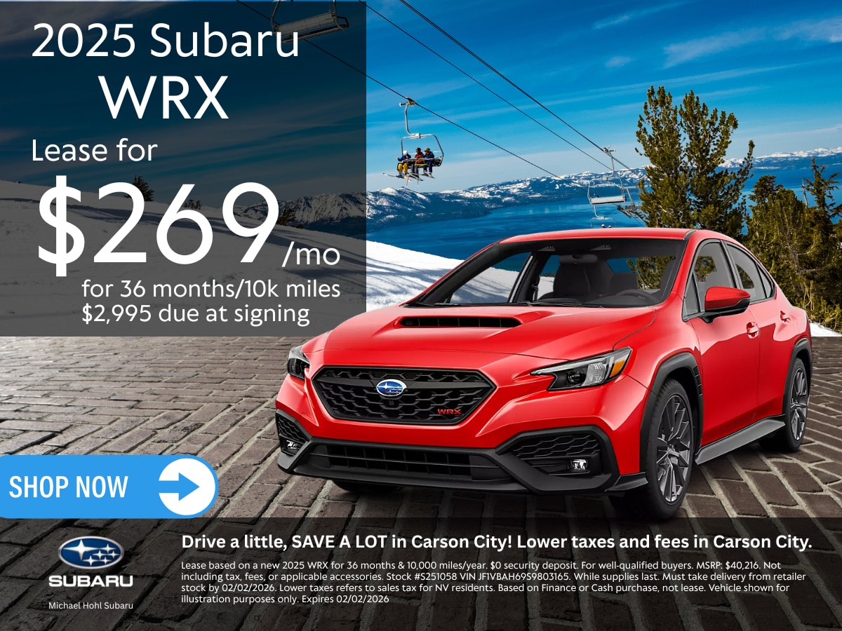  Lease a 2025 Subaru WRX Sportscar for as low as $269 per month for 36 months.