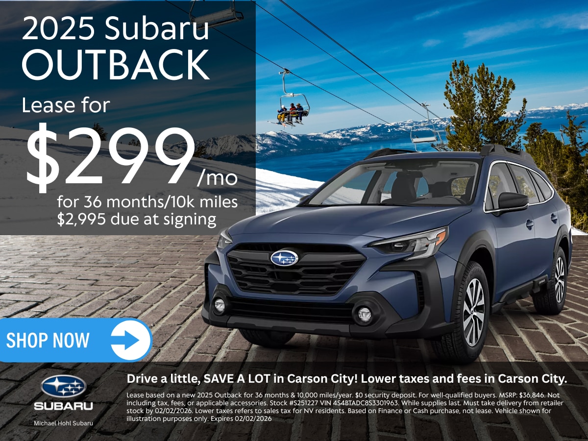  Lease a 2025 Subaru Outback for as low as $299 per month for 36 months.