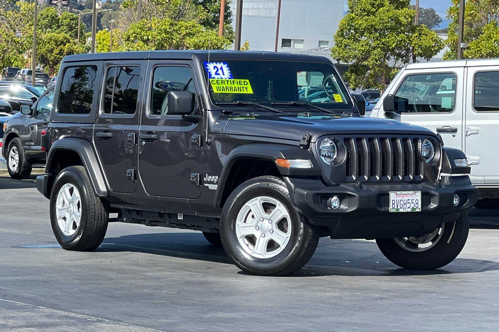 Used 2021 Jeep Wrangler Unlimited Sport S with VIN 1C4HJXDN9MW524281 for sale in Richmond, CA