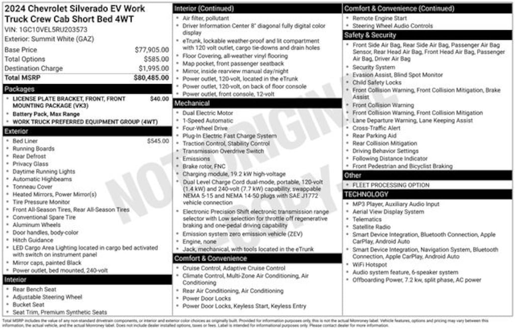 Used 2024 Chevrolet Silverado EV Work Truck w/4WT Truck Crew Cab