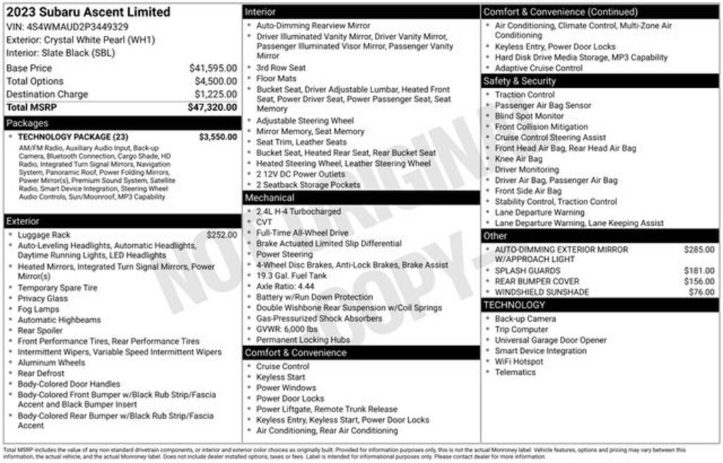 Used 2023 Subaru Ascent Limited 7-Passenger SUV