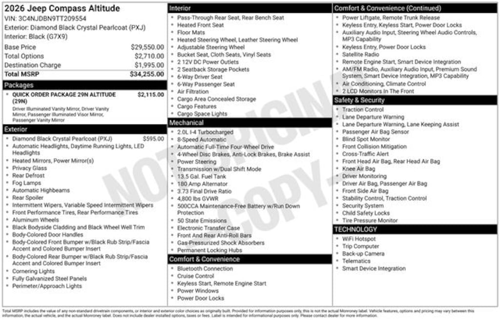 New 2026 Jeep Compass Altitude Sport Utility