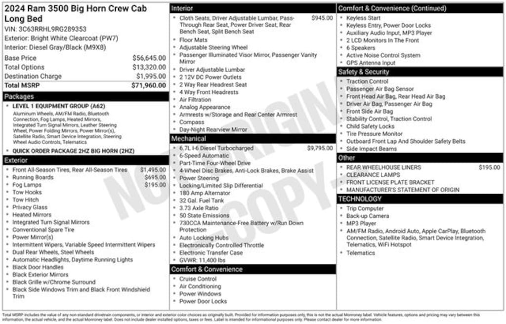Used 2024 Ram 3500 Big Horn Truck Crew Cab