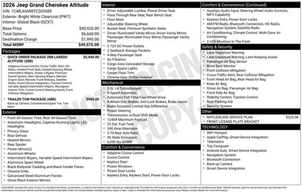 New 2026 Jeep Grand Cherokee Altitude Sport Utility