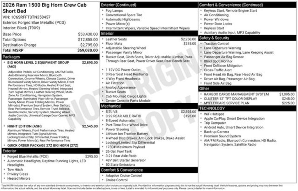 New 2026 Ram 1500 Big Horn/Lone Star Pickup