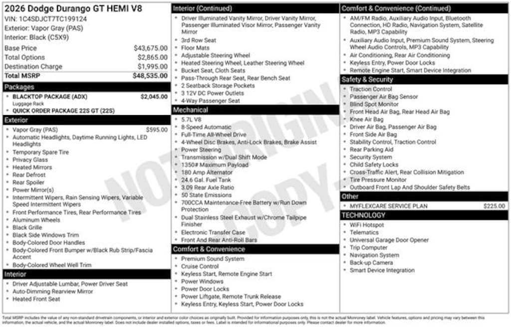 New 2026 Dodge Durango GT Hemi V8 Sport Utility