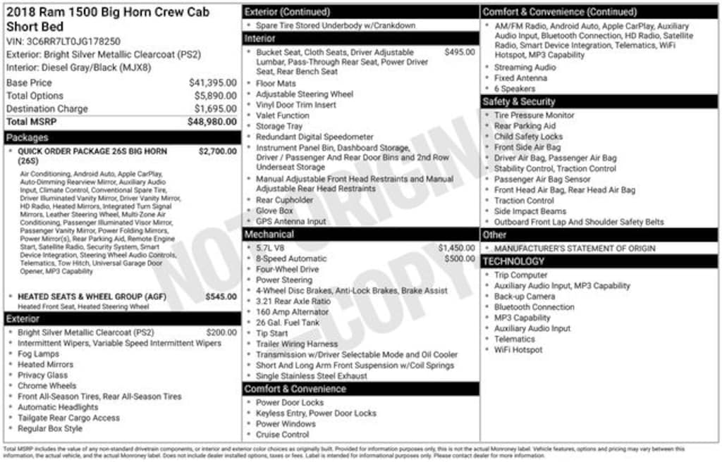 Used 2018 Ram 1500 Big Horn Truck Crew Cab