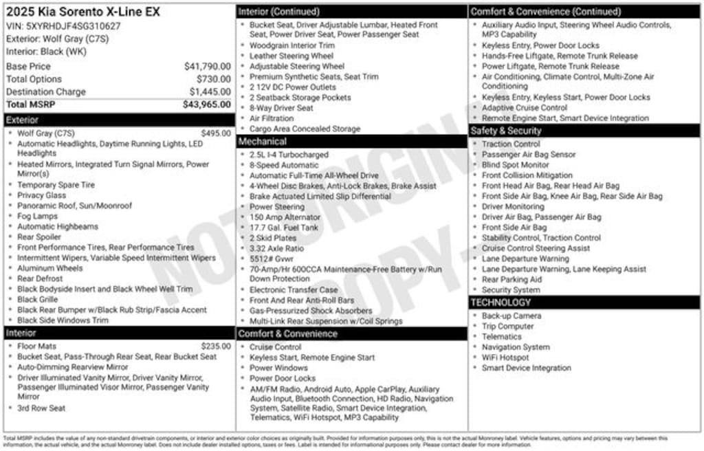 Certified 2025 Kia Sorento X-Line EX SUV