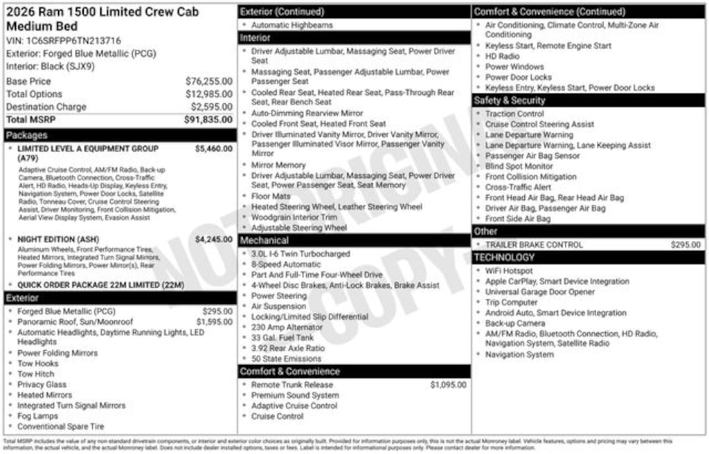New 2026 Ram 1500 Limited Pickup