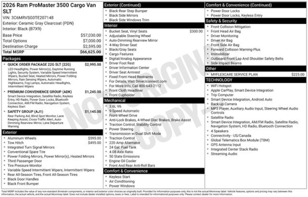 New 2026 Ram Promaster 3500 Super High Roof Cargo Van