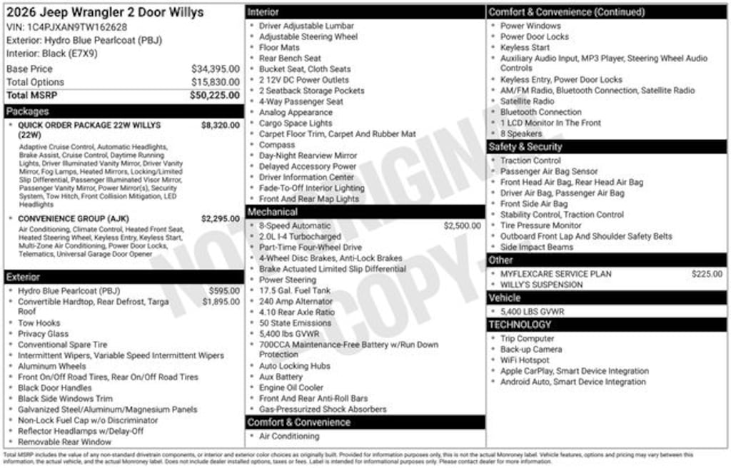 New 2026 Jeep Wrangler 2-DOOR WILLYS Sport Utility