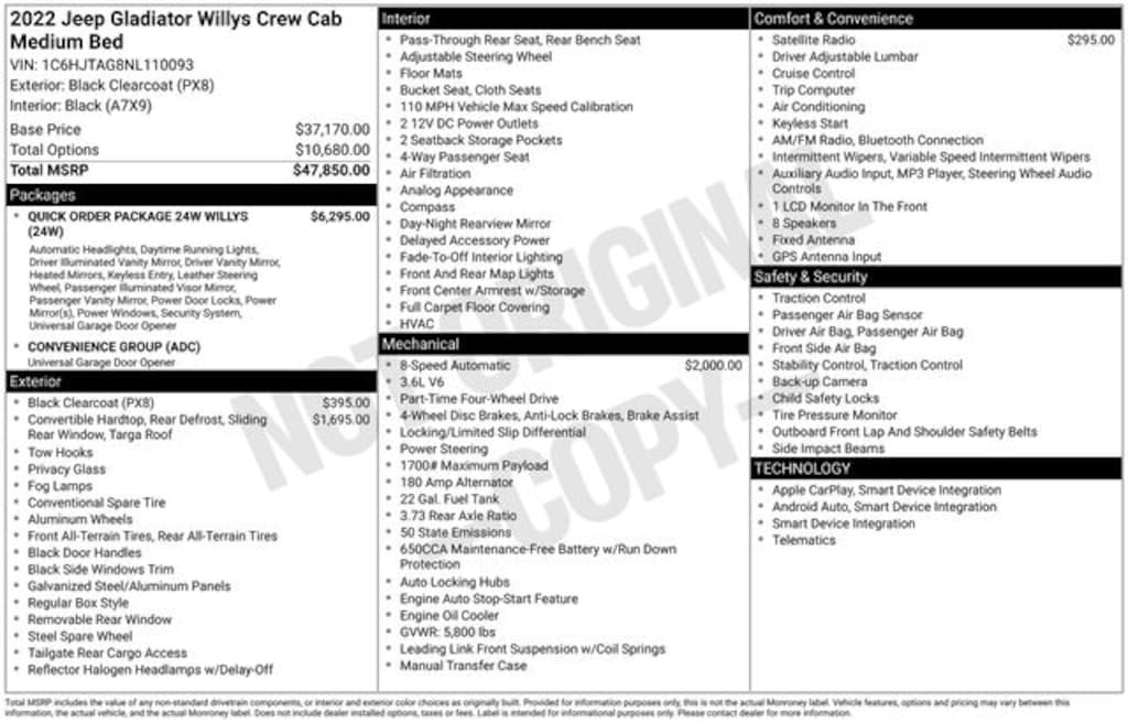 Used 2022 Jeep Gladiator Sport Truck Crew Cab