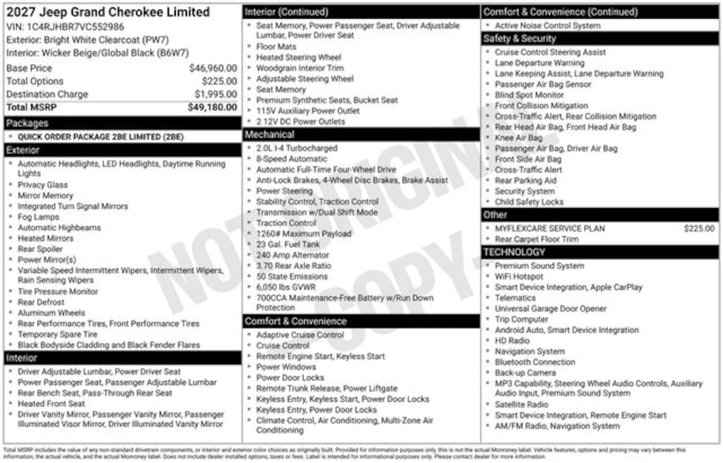 New 2027 Jeep Grand Cherokee Limited Sport Utility