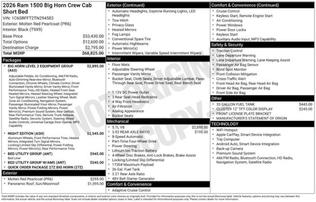New 2026 Ram 1500 Big Horn/Lone Star Pickup