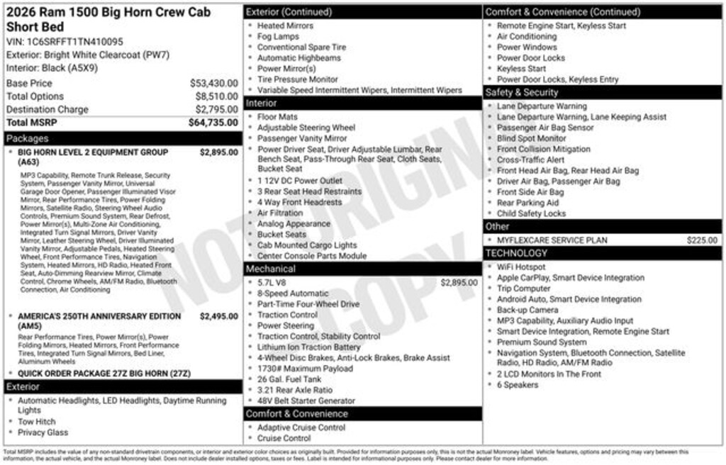 New 2026 Ram 1500 Big Horn/Lone Star Pickup