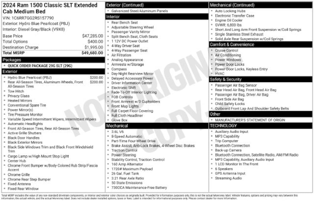 Used 2024 Ram 1500 Classic SLT Truck Quad Cab