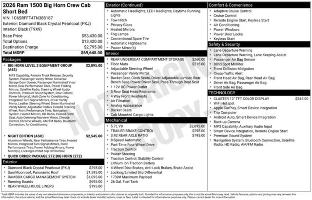 New 2026 Ram 1500 Big Horn/Lone Star Pickup