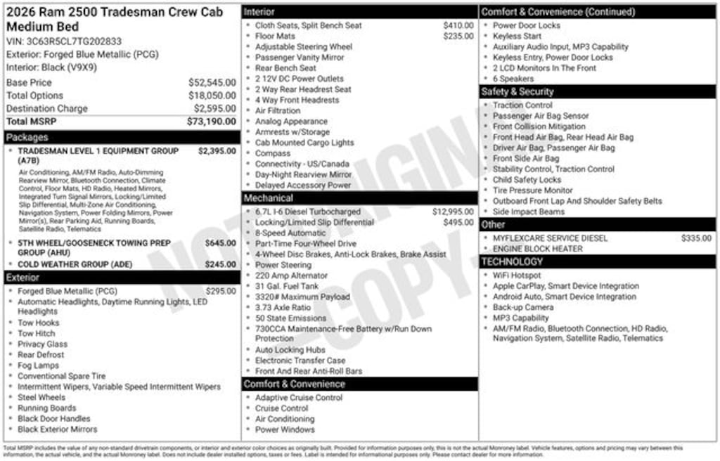 New 2026 Ram 2500 BLACK EXPRESS CREW CAB 4X4 6'4 BOX Pickup