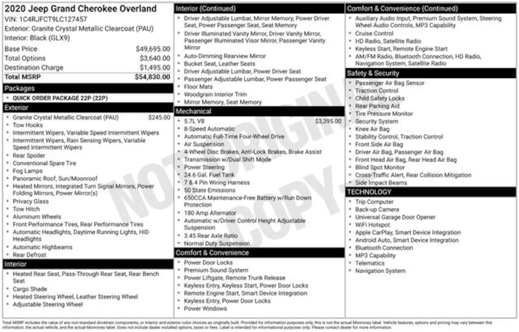 Used 2020 Jeep Grand Cherokee Overland SUV