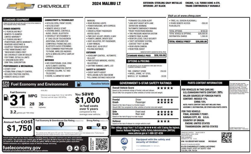 Used 2024 Chevrolet Malibu 1LT Sedan