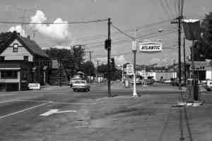  Historic filling station in the 1940's at 7 Pine Street in White River Junction Vermont before Upper Valley Auto Mart