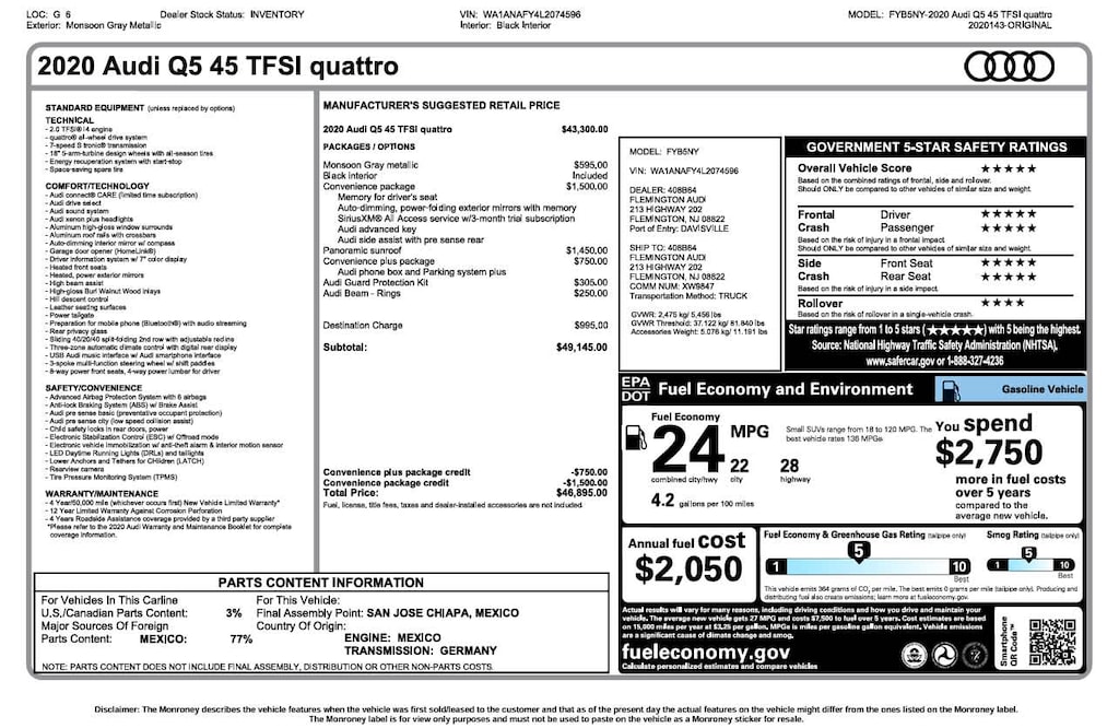 Used 2020 Audi Q5 45 Premium SUV