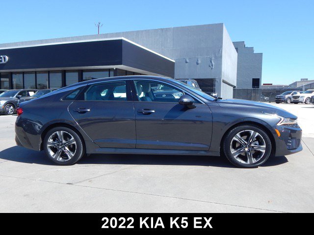 Used 2022 Kia K5 EX with VIN 5XXG34J21NG110722 for sale in Tulsa, OK