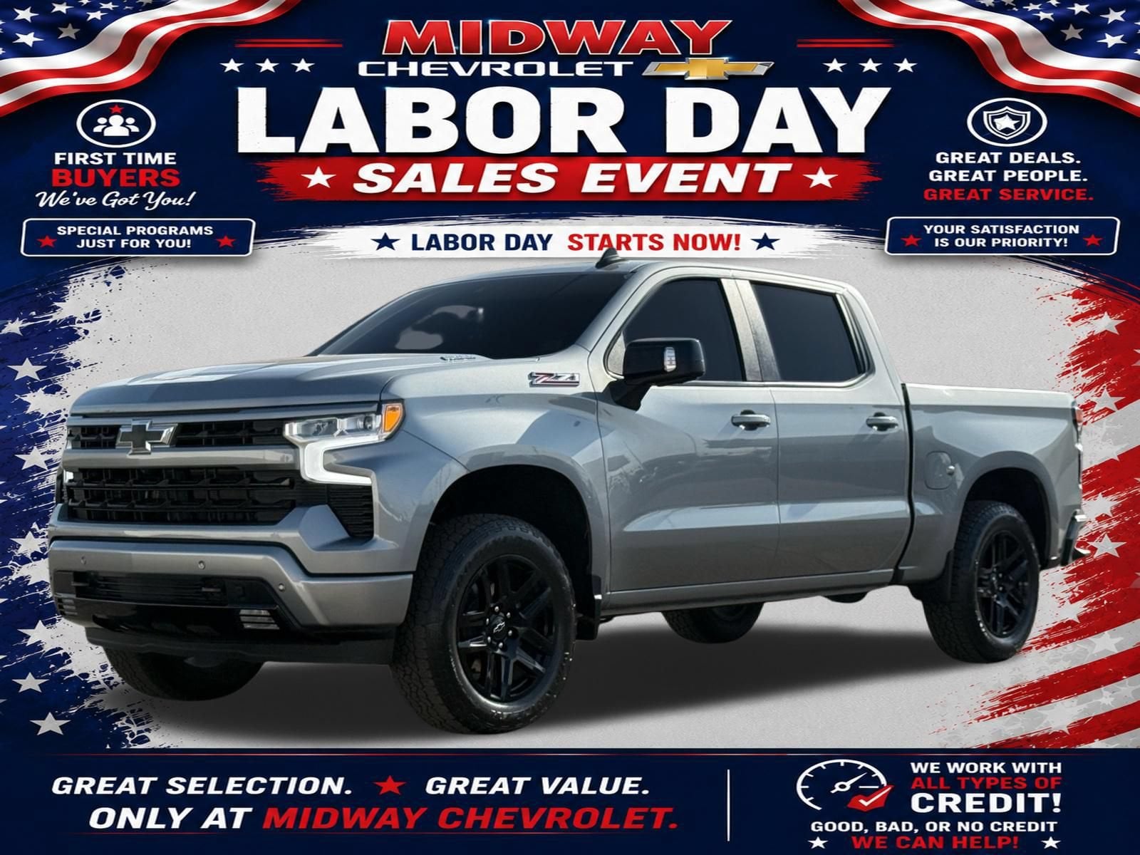 Sterling Gray Metallic 2024 Chevrolet Silverado 1500 Pickup Truck Four-Wheel Drive Automatic