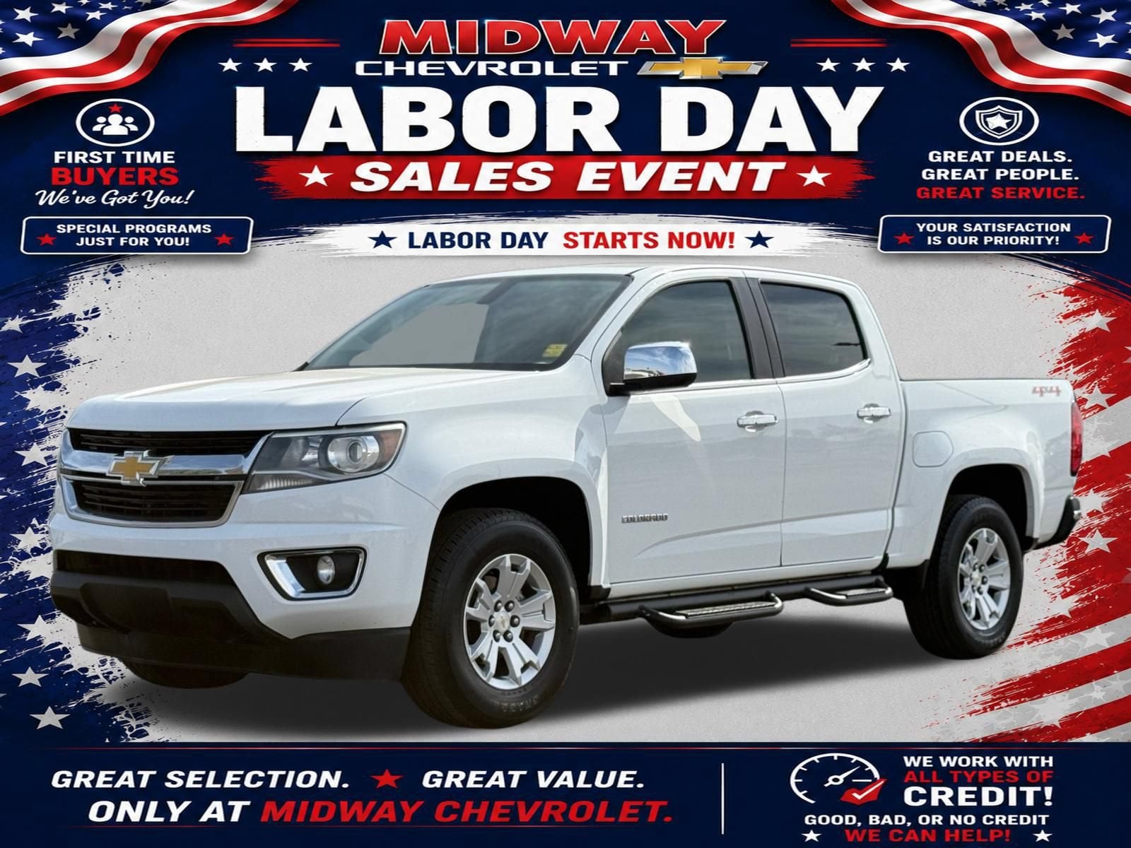 Summit White 2016 Chevrolet Colorado Pickup Truck Four-Wheel Drive Automatic