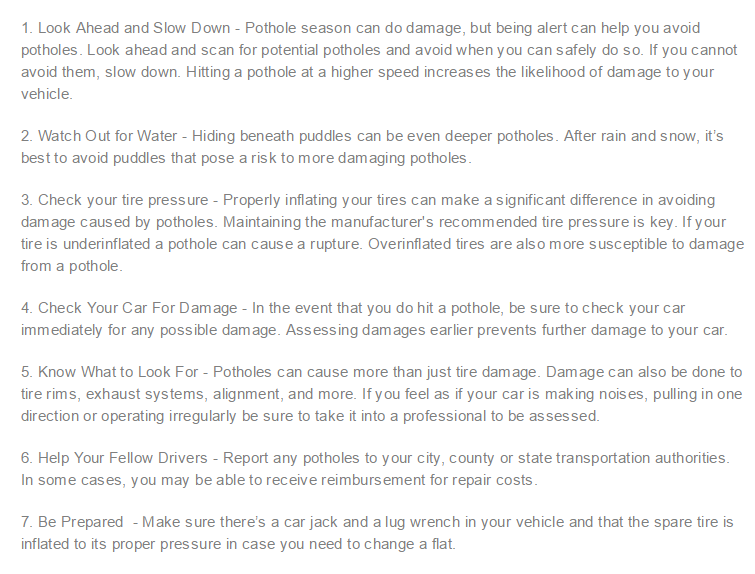 Chevy Pothole Tips