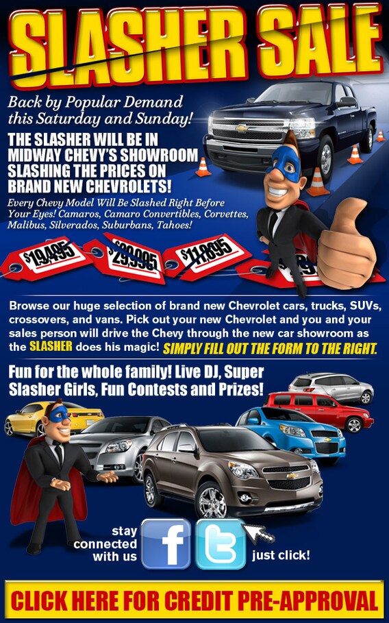Midway Slasher This Weekend Only New Chevrolet Slasher Sale Midway Slasher This Weekend Only New Chevrolet Slasher Sale