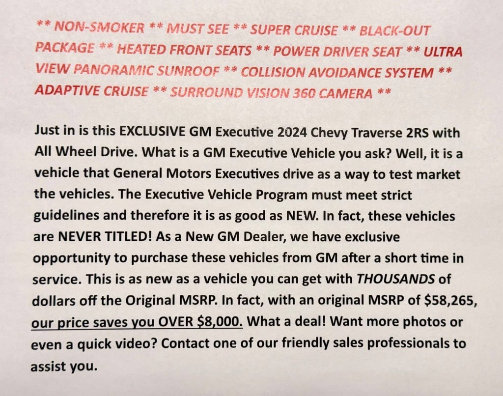 Used 2024 Chevrolet Traverse RS SUV