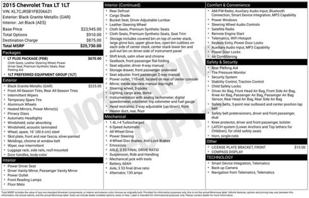 Used 2015 Chevrolet Trax LT SUV
