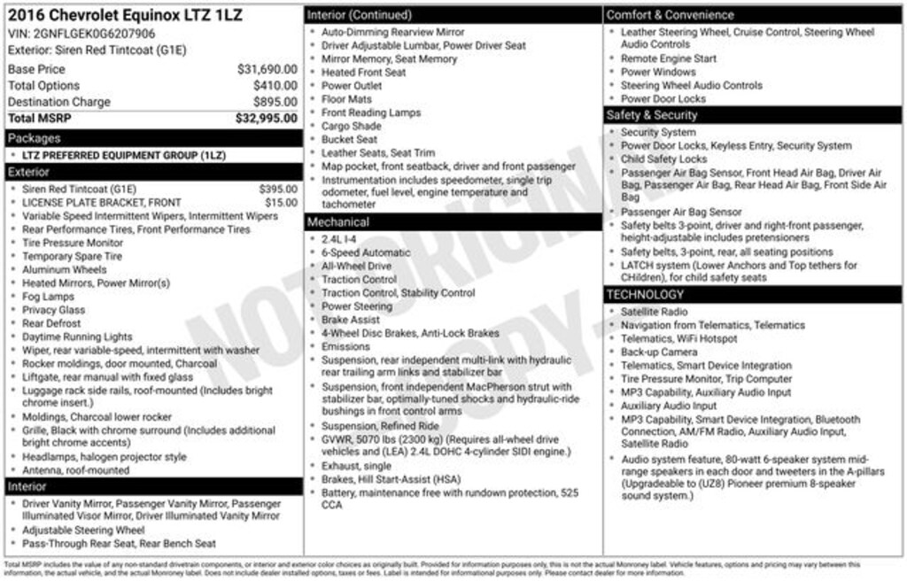 Used 2016 Chevrolet Equinox LTZ SUV