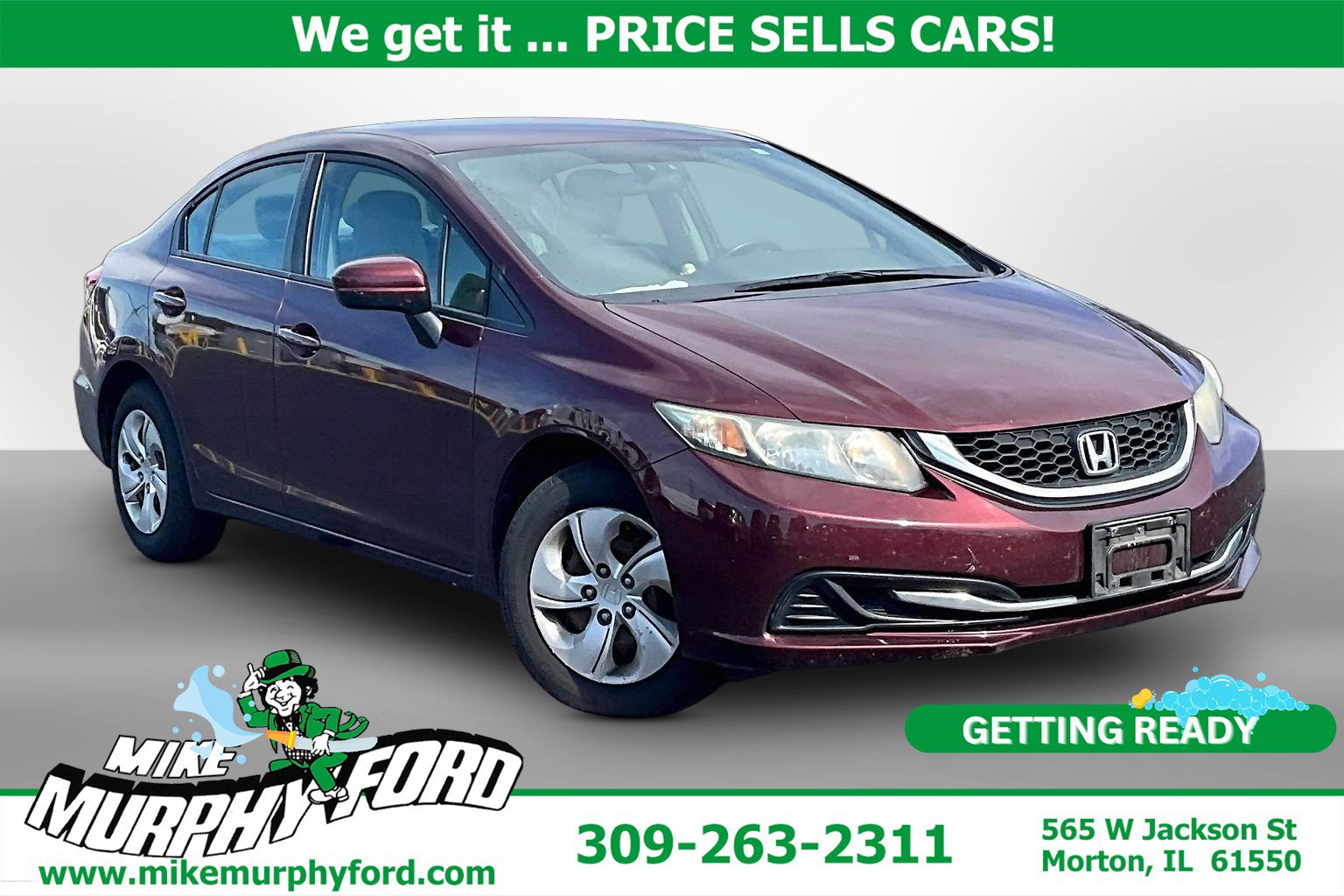 Used 2015 Honda Civic LX with VIN 19XFB2F50FE706968 for sale in Morton, IL