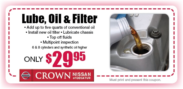 Oil Change Special  Crown Nissan of Decatur Service Coupon Decatur IL