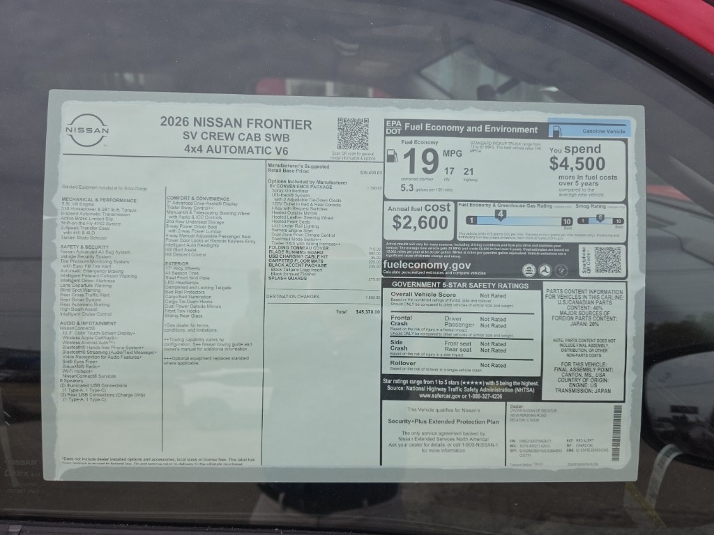 New 2026 Nissan Frontier SV Truck Crew Cab