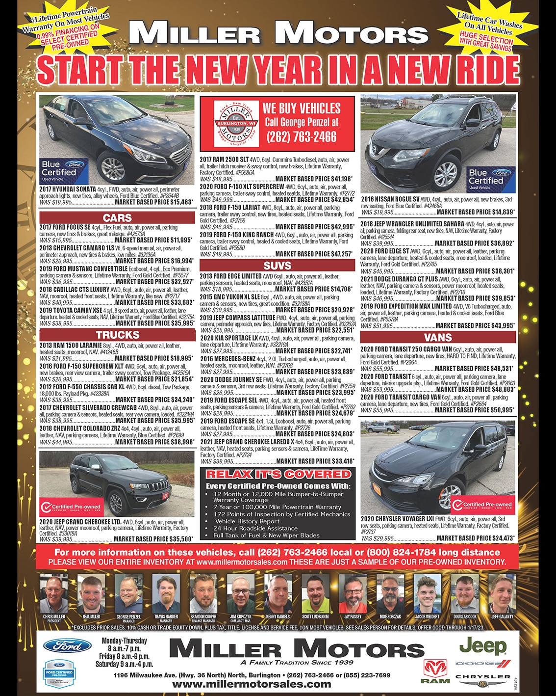 This Weeks Pre owned Ad Burlington Racine County WI Miller