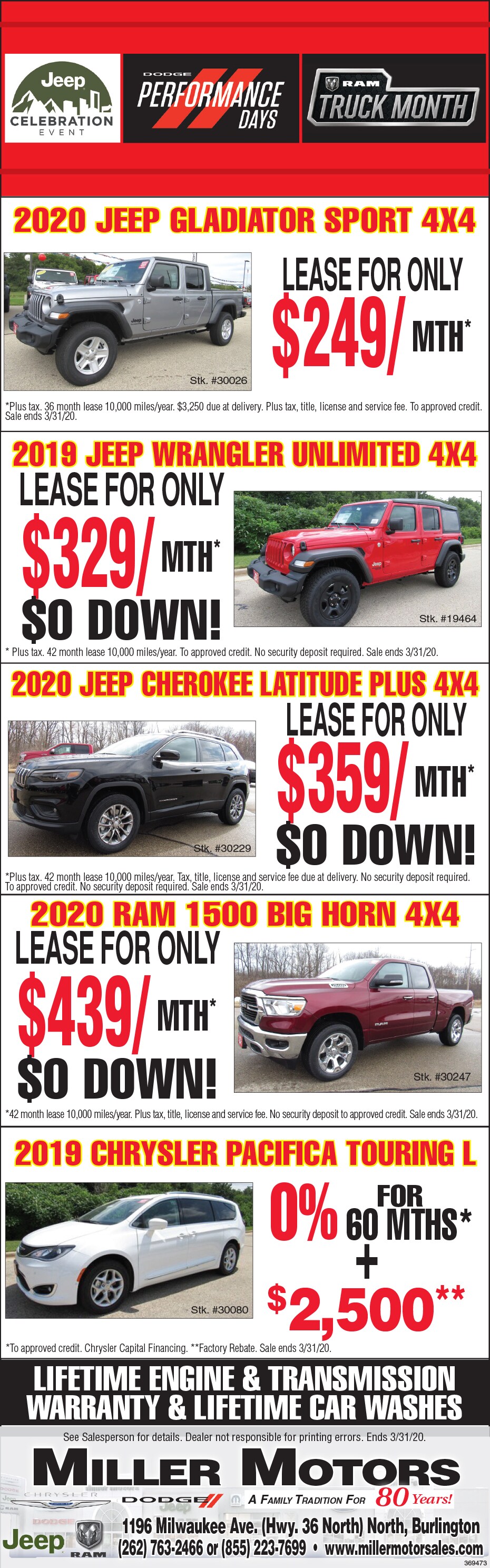 This Weeks Chrysler Jeep Dodge Ram Ad Burlington, Racine County, WI