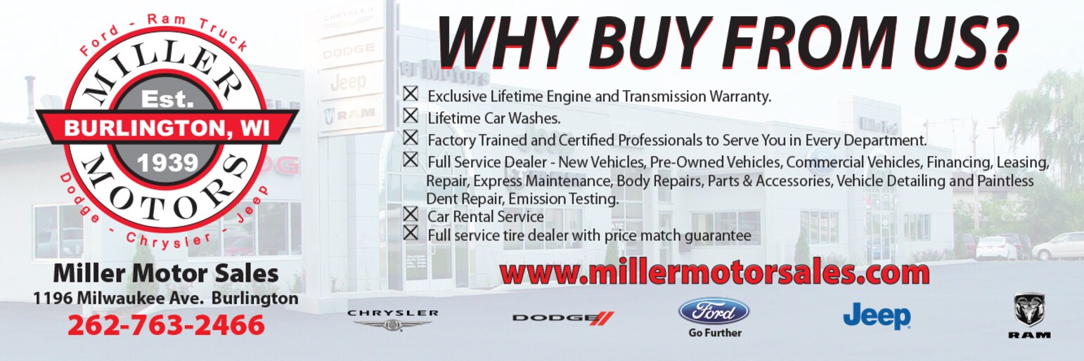 Miller Motors Burlington Wisconsin >> New Ford Chrysler Dodge Jeep Ram Dealer Miller Motor Sales Miller Motors Burlington Wisconsin >> New Ford Chrysler Dodge Jeep Ram Dealer Miller Motor Sales