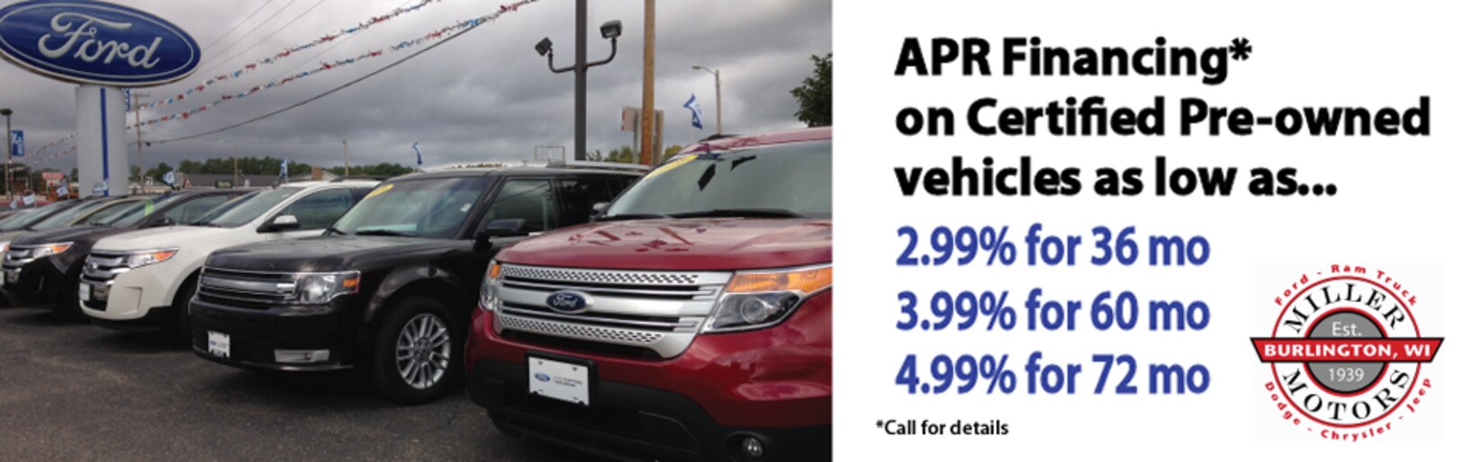 New Ford Chrysler Dodge Jeep Ram Dealer Miller Motor Sales Burlington WI
