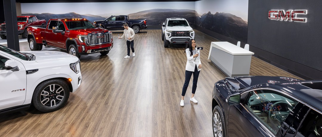 Exhibition of GMC vehicles in a GMC Dealership