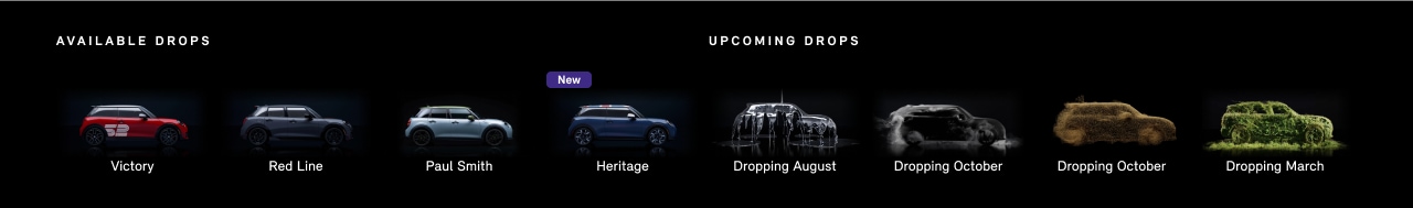 Line up of available and upcoming MINI Special
Edition vehicles.