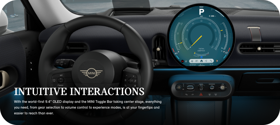 6.png Front-view of the steering wheel, MINI OLED Display
and MINI Interaction Unit in the 2025 MINI Cooper S 2 Door